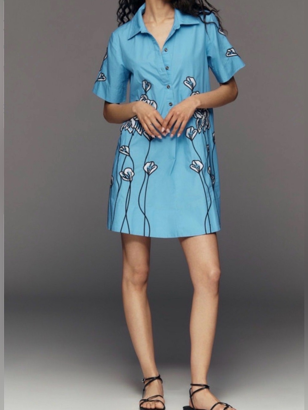 💙 Anthropologie The Pollie Short Sleeve Swing Mini Dress 💙